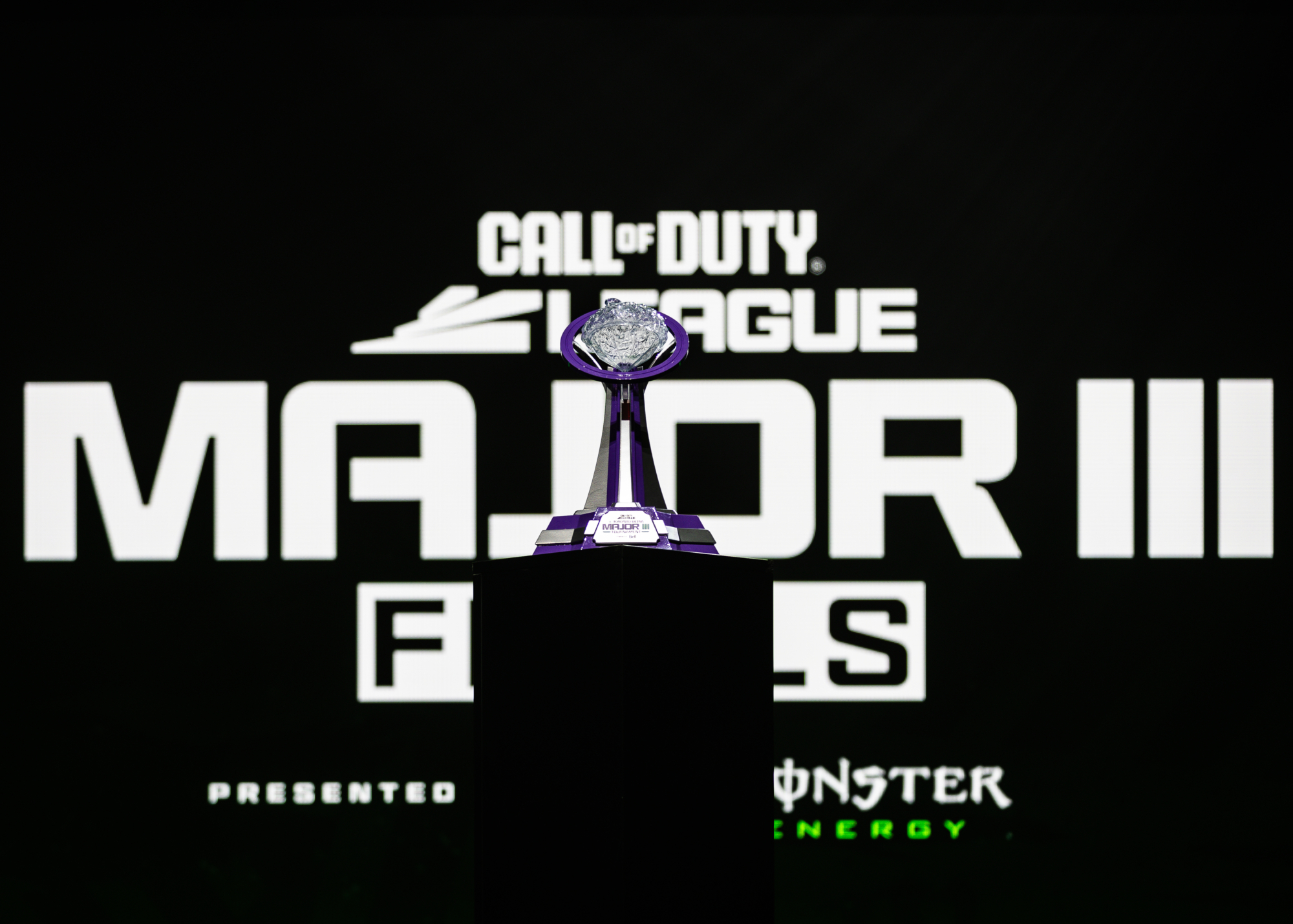 TORONTO, ON – MAY 17, 2024: The championship trophy sits at centre stage during Toronto Ultra Major III. TORONTO, ON – MAY 17, 2024: The championship trophy sits at centre stage during Toronto Ultra Major III.